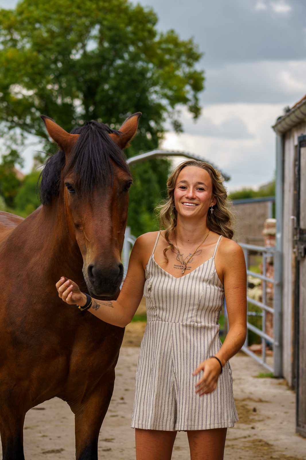 Portret met paarden op de stal